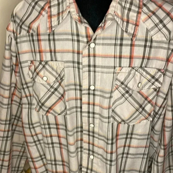 Wrangler Jeans Co. RED Western 2XL Pearl Snap Long-Sleeved Shirt - Picture 3 of 9